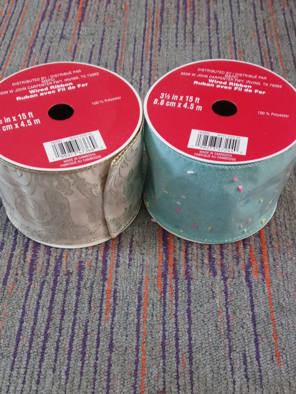 Celebrate It Wired Ribbon Set - Light Blue with Confetti & Ivory Jacquard